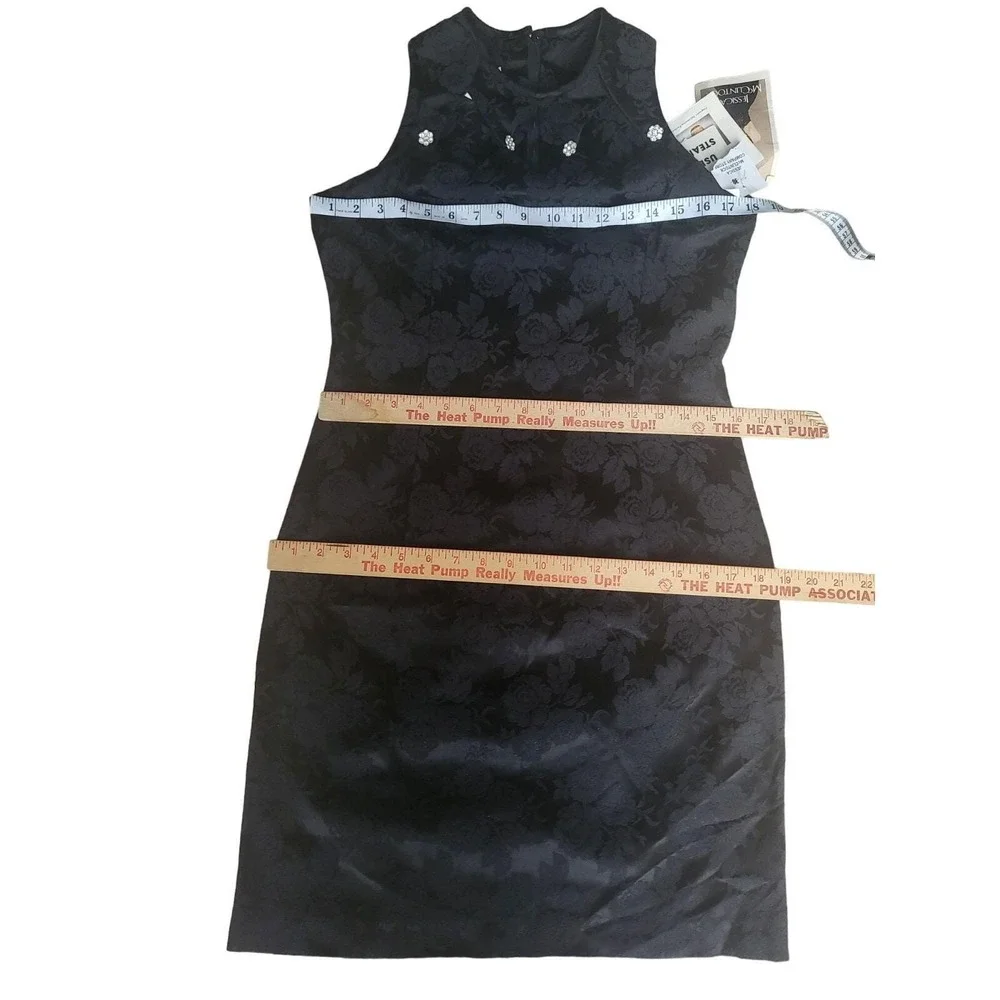 NWT‎ 80s Jessica McClintock Gunne Sax Dress Womens Sz 13 14 Black Bodycon Maxi